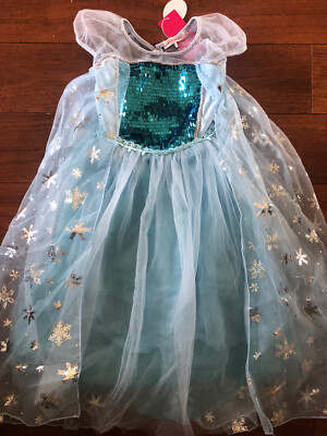 NEW girl BOUTIQUE FROZEN ELSA DRESS gown STUNNING blue COSTUME dress up  SIZE 6-7