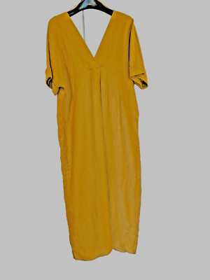 Massimo Dutti Leinenkleid Gelb-gold Gr. M neu mit Etikett