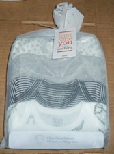 4 pack CARTER'S JUST ONE YOU SHORT SLEEVE BODYSUITS 3M 3 MONTH GREY/WHITE sealed