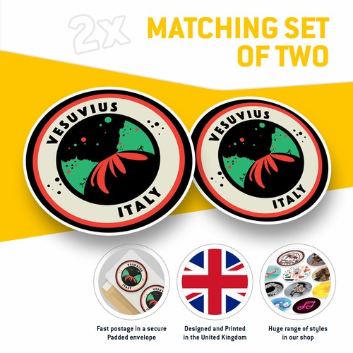 2 x Vinyl Aufkleber 20 cm - Vesuv Vulkan Italien Geologie cooles Geschenk #10511 - Bild 2 von 9