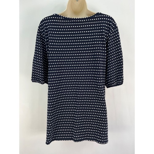 LOFT Plus Navy Blue White Polka Dot Short Sleeve Blouse Size 16/18 NWT - Picture 3 of 6