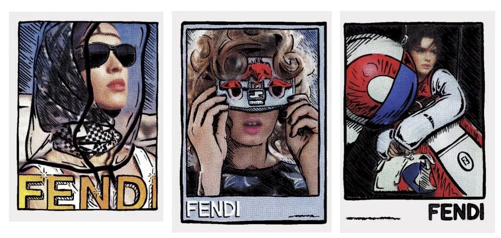 Joshua Vides 'Pagine Strappate' Stampe Set di 3 Fendi Fotografia Moda