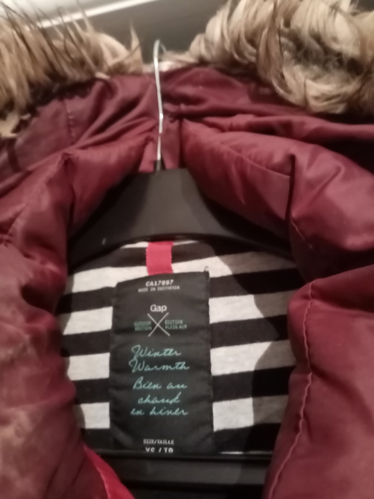 Gap Maroon Feathered Down Puffer Jacket Coat Size… - image 5