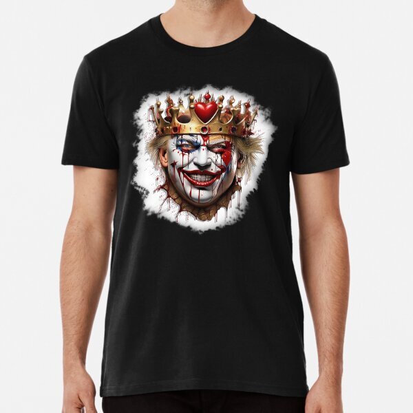 Trump smiling, Joker wearing a gold crown Great Gift Idea Premium T-Shirt S-5XL