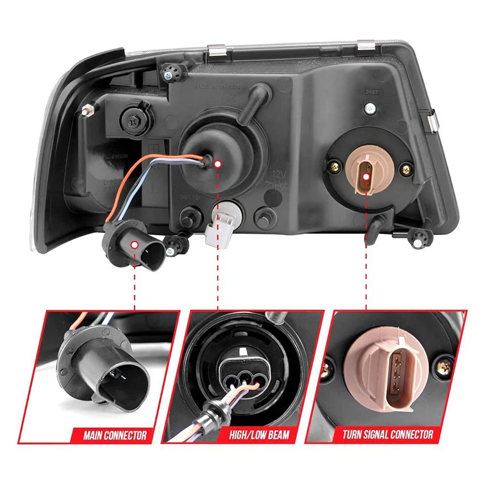 Faros de cristal para Ford Ranger ANZO (111512) 2001-2011 con barra de luz cromada Hou... Foto 2 de 4