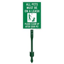 'All Pets Must Be On A Leash Please Clean Up After Your Pet' Yard Sign - 7" x...