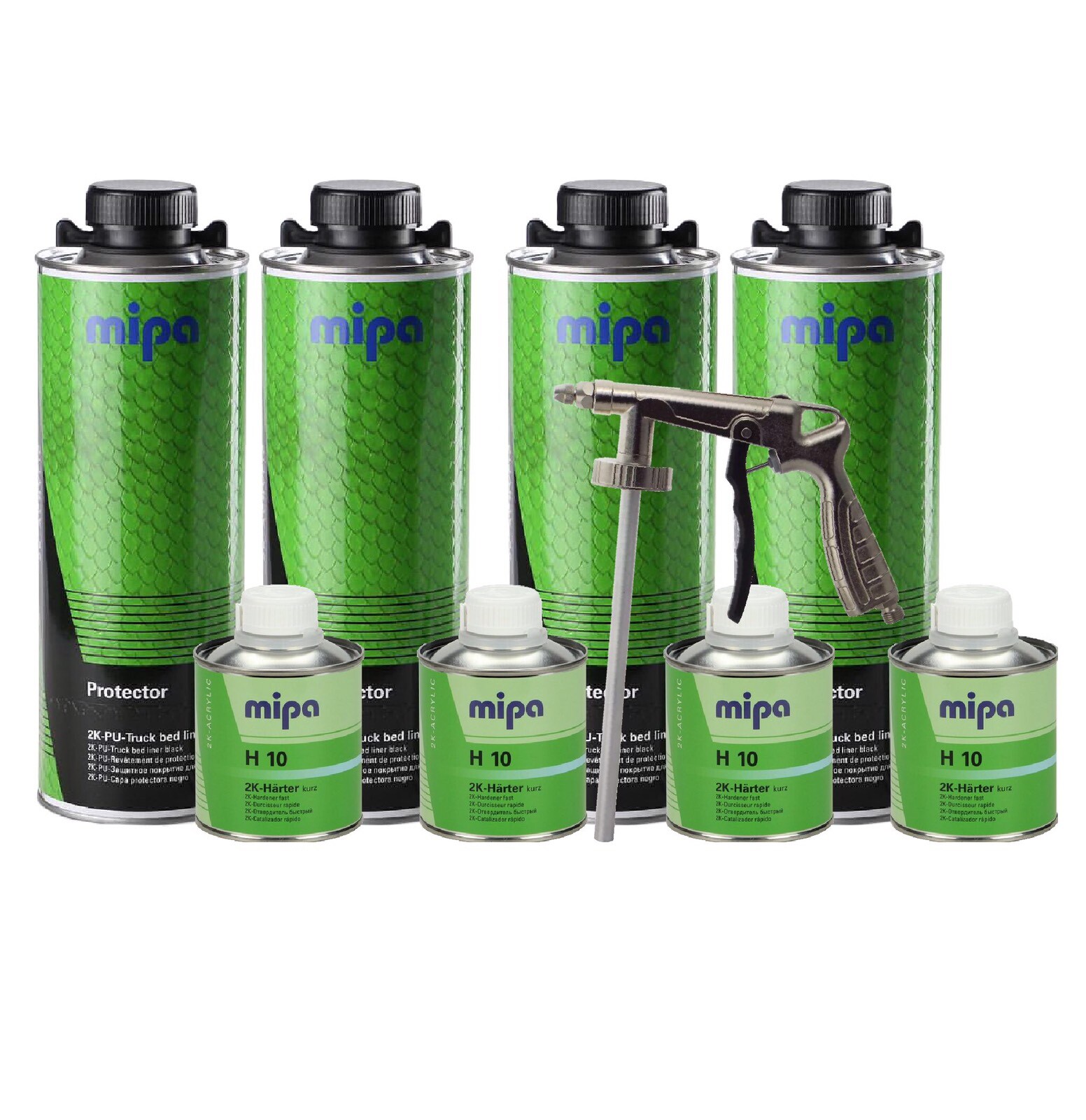 Mipa BLACK Protector Tough Truck Bed Liner Coating KIT 4L + Gun NOT