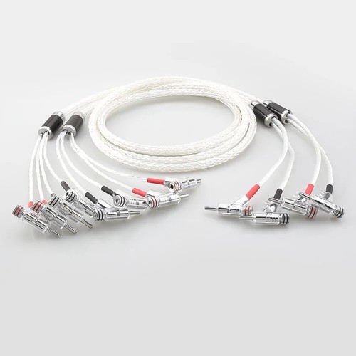 HiFi 8AG 16 Strand Silver Plated OCC Biwire Speaker Cable with 2 to 4banana Plug - Picture 17 of 20