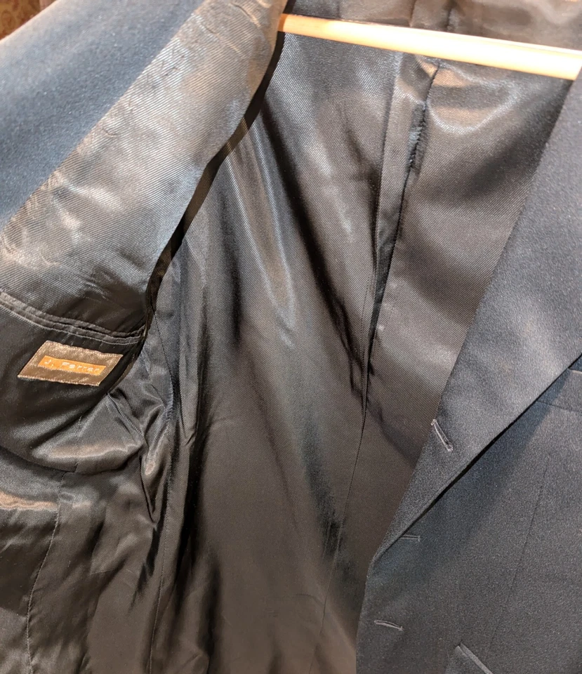 Vtg 90s J. Ferrar Men’s 3 Button Black Suit - 38R Jacket 32x30 Pants - Solid - Image 4 of 4
