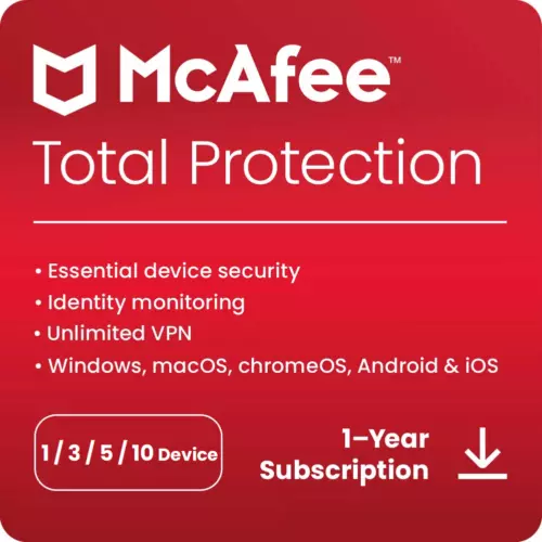 McAfee Total Protection 2025 1, 3, 5, 10 Devices 1 Year VPN PC EMAIL Delivery