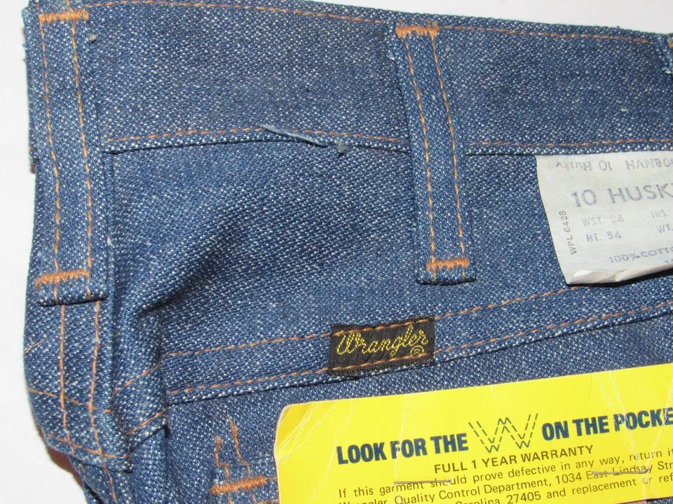¡JEANS AZULES DENIM DE PIERNA ACAMPANADA WRANGLER VINTAGE AÑOS 70-80 SIN USAR PARA NIÑOS! USA/10 HUSKY Foto 4 de 4