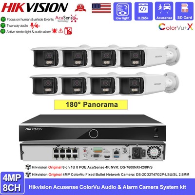 Hikvision 12MP 8ch CCTV System Panoramic 4MP Dual Lens ColorVu POE IP Camera Lot