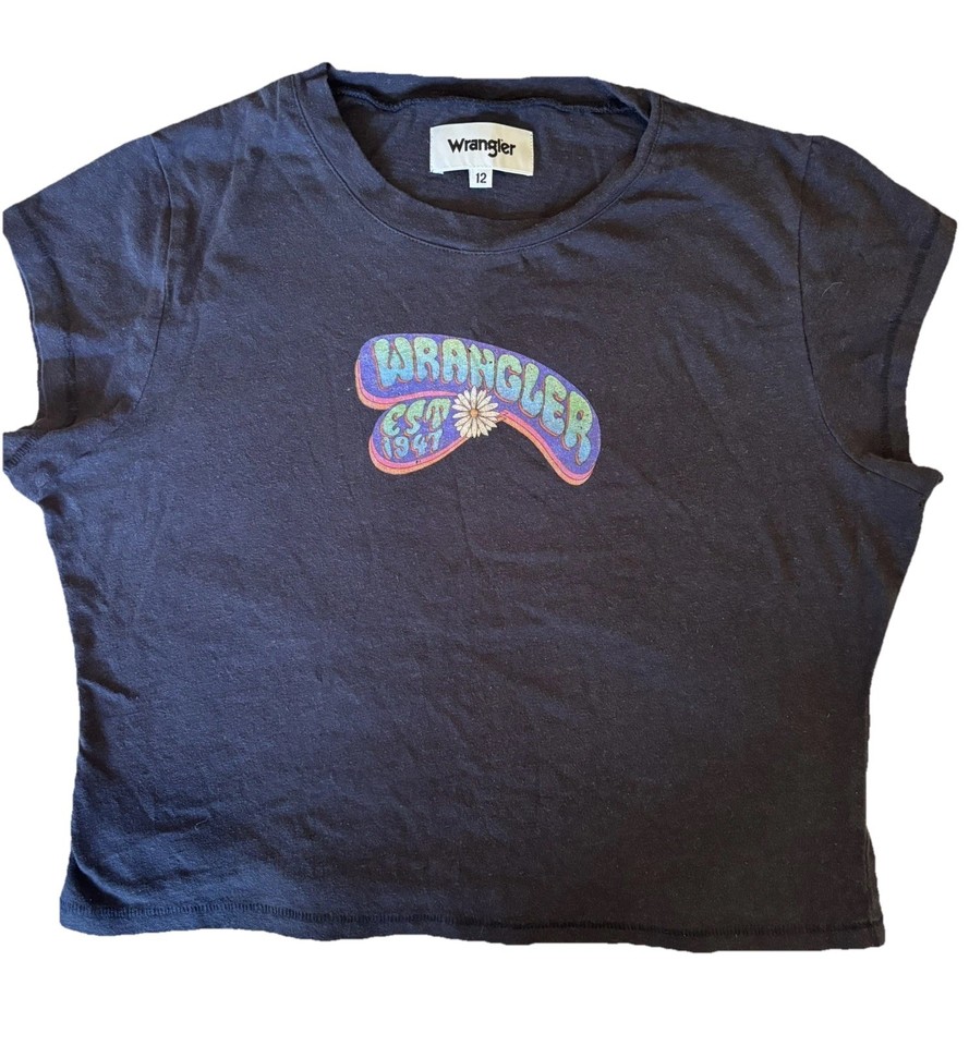 Women’s Wrangler Sunset Baby Tee - Retro 70s Graphic Crop Top - Size 12AU