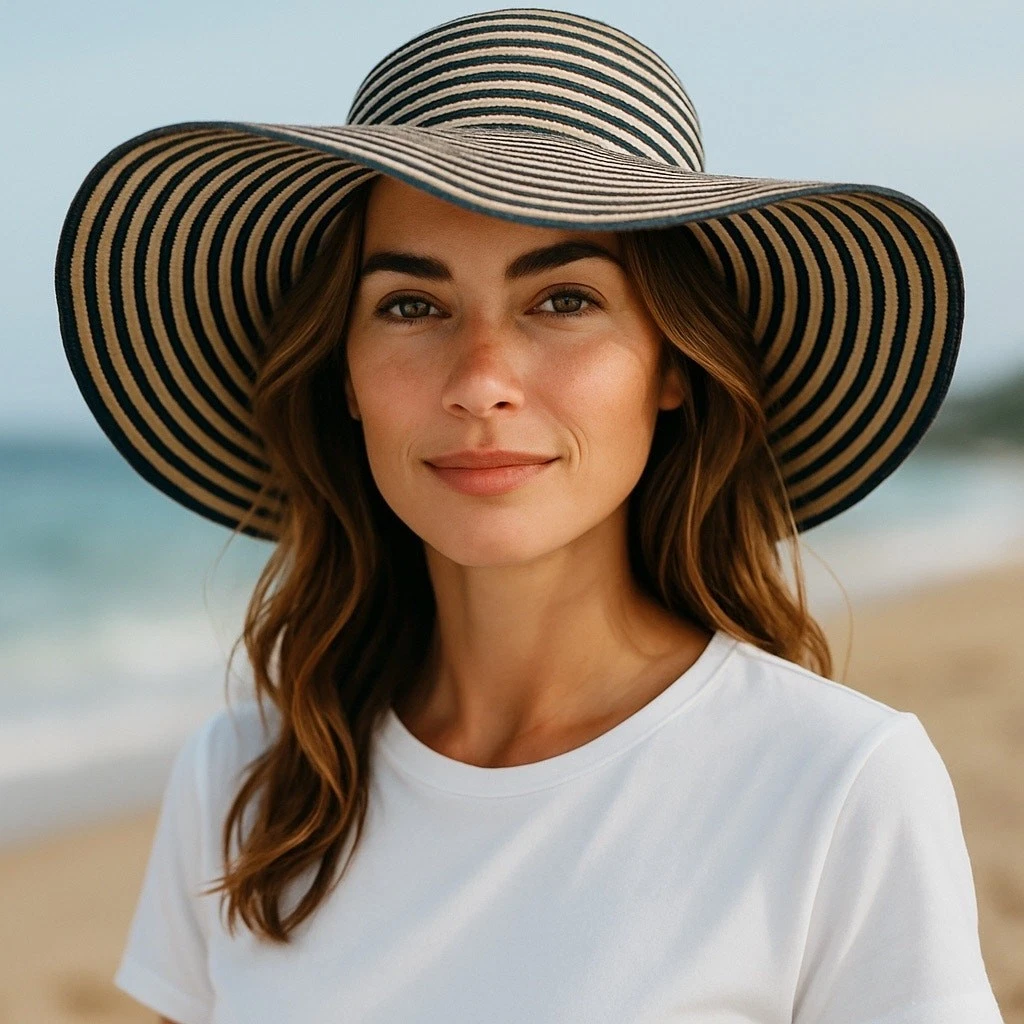 Filippo Catarzi Italy Wide Brim Sun Hat Brown Straw Style Summer Beach Cruise