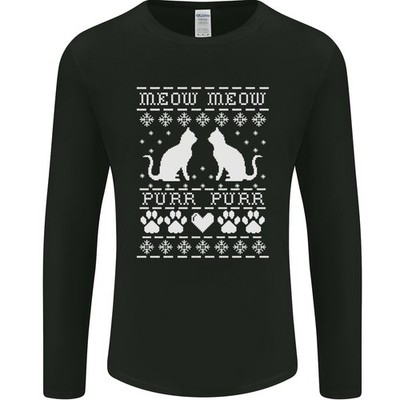 Weihnachten Katze Meow Purr Lustig Weihnachten Herren Langarm T-Shirt
