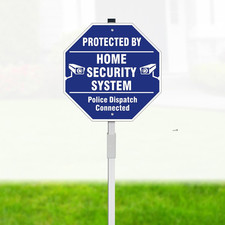 Protected by Home Security System Yard Sign with Stake,10" Reflective Metal Alum