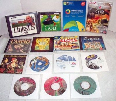 Vintage Computer Mix Games PC Lot Of 14 +1 Office Suite 2.0 Software CD/DVD ROM