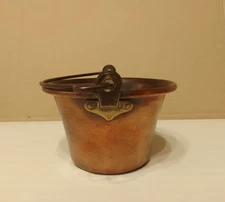 🍲 Pentola / Pentolino In Rame & Ottone Con Manico D'EPOCA 