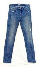 Mother Denim Jeans Women  s Size 27 Blue High Rise Skinny Stretch Hemmed 