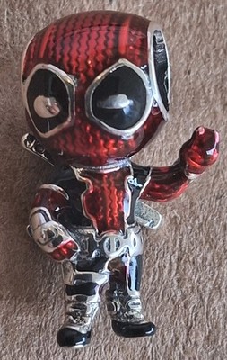 Pandora Marvel Deadpool Charm 793360C01 Sterling Silver Red Enamel New