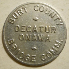 Burt County Bridge Commission (Decatur, Nebraska) transit token - NE305E