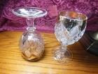 2 Vintage Gold Rim Cut Crystal Goblets | Heavy Pressed Glass in VGC Beautiful — photo 2