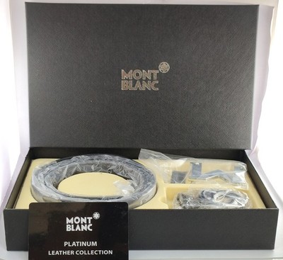 Montblanc Special Edition Black Color Men's Leather Belt With (2 Buckles & Box)