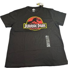 New Jurassic Park Classic Logo In Red With T-Rex Unisex T-Shirt Size Large