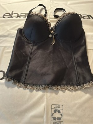 DIMANCHE Lingerie Black & Tan Bustier Bra Longline Corset France (US Size 32B)