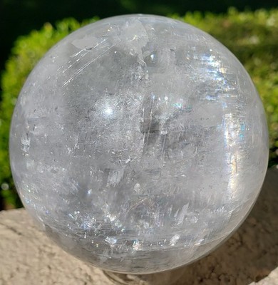 3.1'' Icelandic Spar Optical Calcite Crystal Sphere With Rainbows and Star Flash