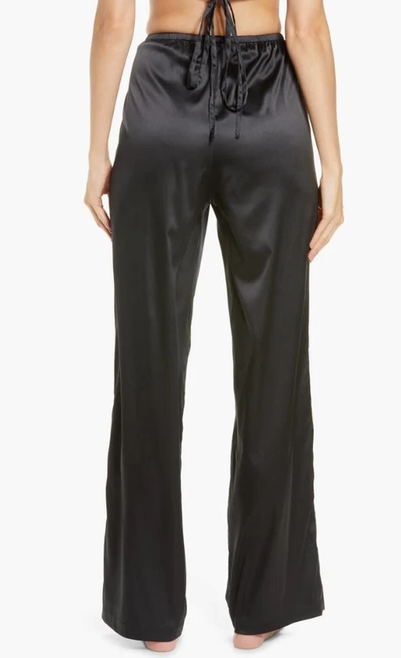 SKIMS Shine Satin Lounge Pants in Onyx at Nordstrom, Size 3 X - Image 3 of 4
