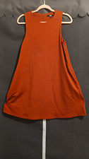 Uniqlo Women’s Orange Solid Knit Shift Dress Crew Neck Zip Pockets S