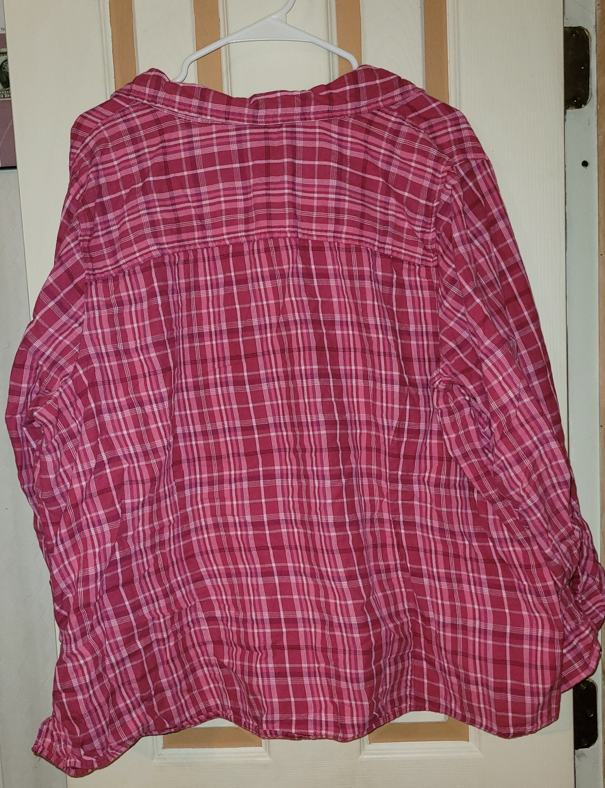 Pink Checkered Pattern Long Sleeve Button-down Sh… - image 3