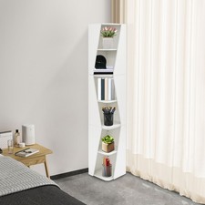 Corner Shelf 6-Tier Wall Corner Bookshelf Stylish Corner Small Bookcase Storage