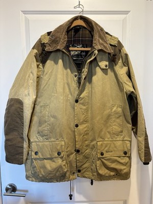 Vintage Barbour Beaufort 48 Men's Waxed Jacket A176 Sporting Tan Hooded Limited