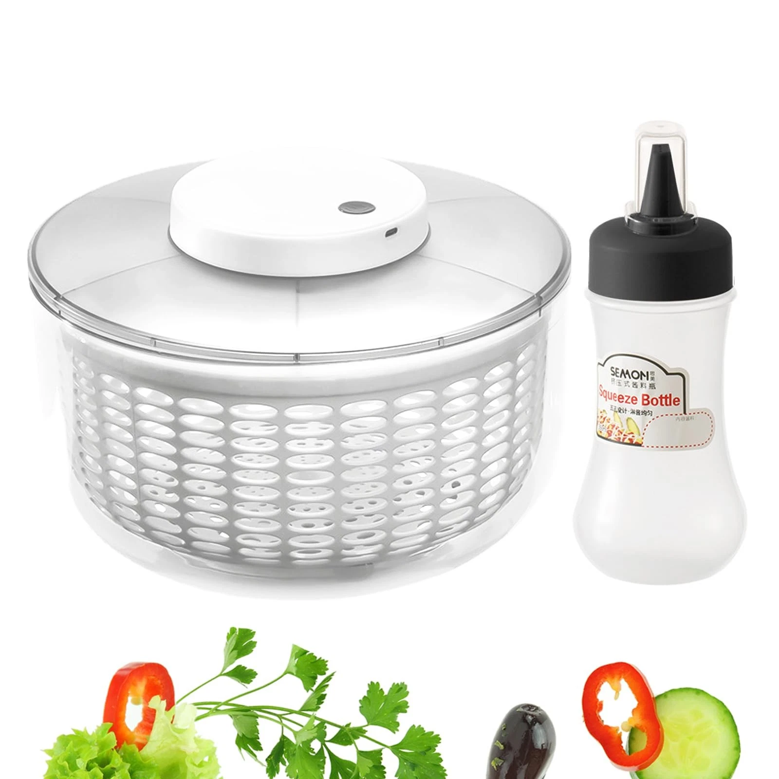 Electric Salad Spinner,6L Large Capacity Automatic Vegetables Fruit Washer Dr...