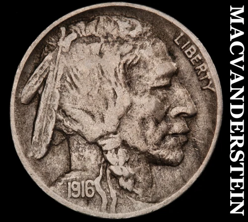 1916-D Buffalo Nickel- Very Fine Semi Key Better Date No Reserve #J2057