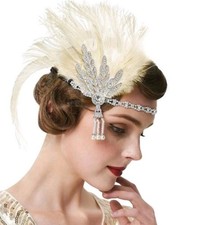 Roaring 20s Great Gatsby Headpiece Art Deco 1920s Flapper Feather Headband