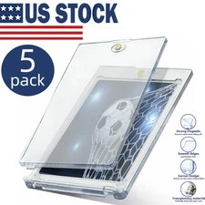 5 Pack Magnetic Trading Sports Card Holders 35pt One-Touch UV Protection USA