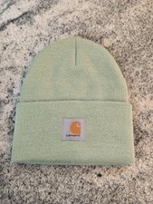 Image of Carhartt Hat Beanie A18 One Size Green Knit Cuffed Patch Logo Acrylic OS