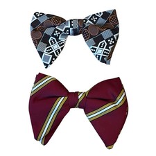 2 Vintage Bow Tie Clip on Royal Rust Resistant 1970s Retro Maroon Brown