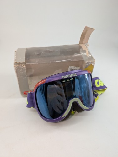 Vintage Carrera Ski Goggles Snowboard Neon Green Purple/pink Yellow Lens Winter - Picture 1 of 5