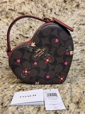 Coach Heart Crossbody Signature Canvas With Heart Petal Print