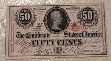 1863 Confederate States of America 50 Cent Note!!!!!!