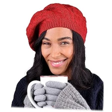  Soft Knit Solid Color Beanie, Chic, and Lightweight Crochet One Size Red