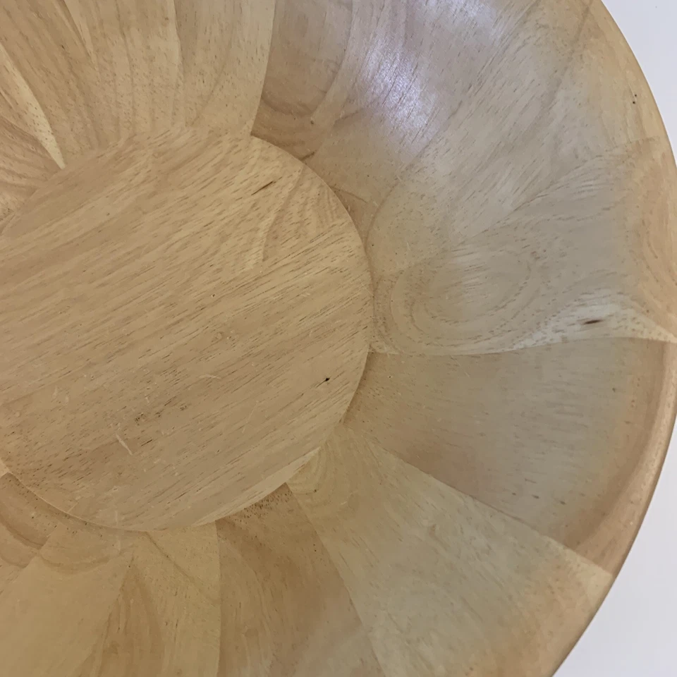 "Juego de 3 tazones para servir ensalada de madera grande Dansk rubia danesa moderna 14,25""" Foto 4 de 4