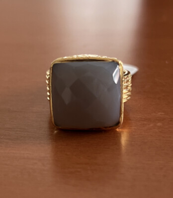NWT Sundance Catalog 14K Gold Vermeil  Chalcedony Tuffet Ring  size 6 $148