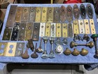 Vintage Architectural Salvage Glass & Brass Door Knobs - Door Knob Plates