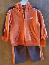 NWT Size 24M Nike 2pc toddler outfit orange brown hooded jacket  pants New