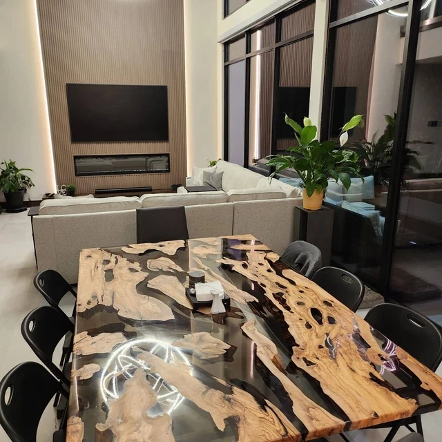 Translucent Pigment Epoxy Resin Dining Coffee Table Top Home Decor Gift - Image 2 of 4